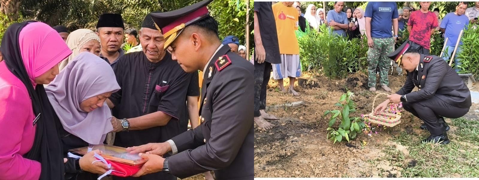 “Polres Kampar Berduka – Upacara Pemakaman Personil Aipda Supriandi Dilaksanakan Dengan Khidmat Di Kuok”